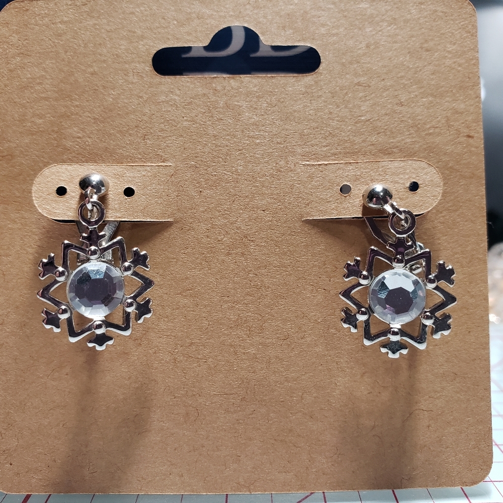 Clip-on Snowflake Earrings
